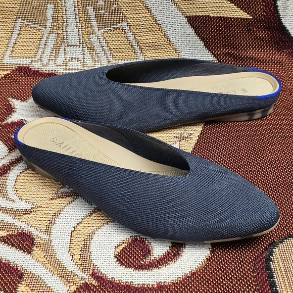 Rothy's Almond Toe Demi Flats Mules Navy Women's Size 7 Shoes Loafers Rothys - Picture 3 of 13